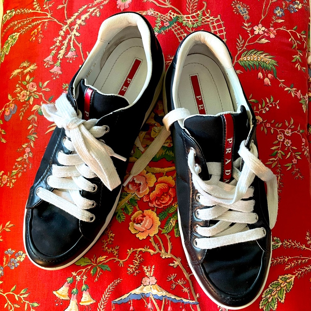 Prada Sneakers, Nylon with Leather Trim